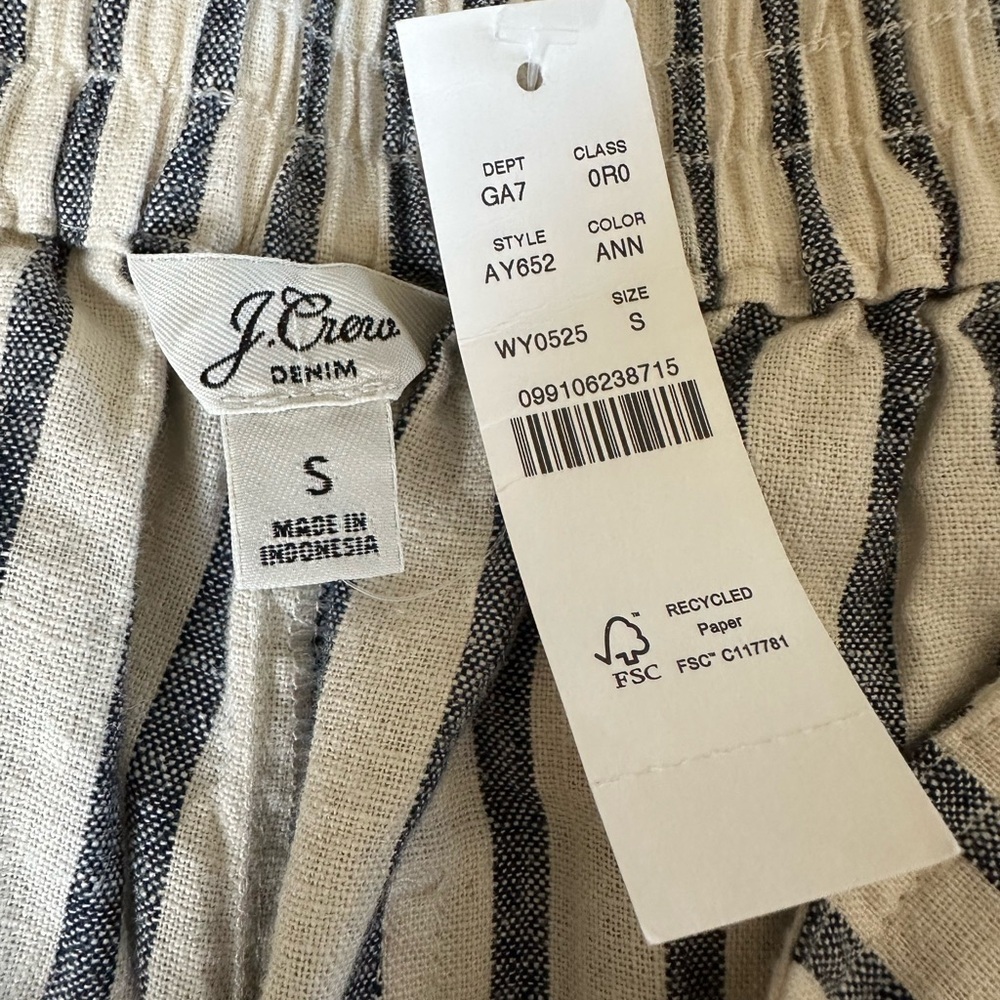 NWT J. Crew Linen Stripped Pants - Picture 6 of 6